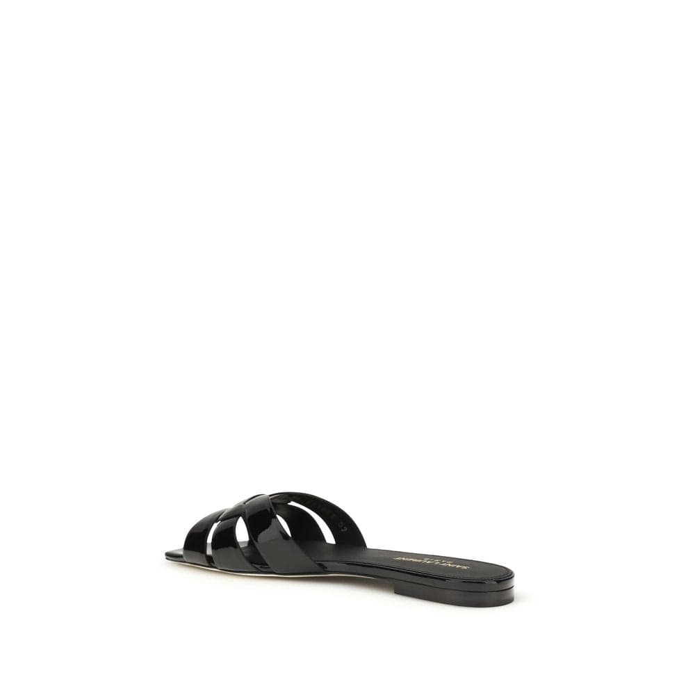 Saint Laurent Black Calf Leather Bos Taurus Flat Sandals - 3