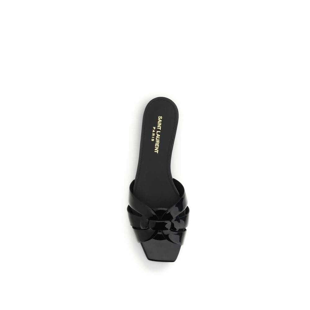 Saint Laurent Black Calf Leather Bos Taurus Flat Sandals - 4