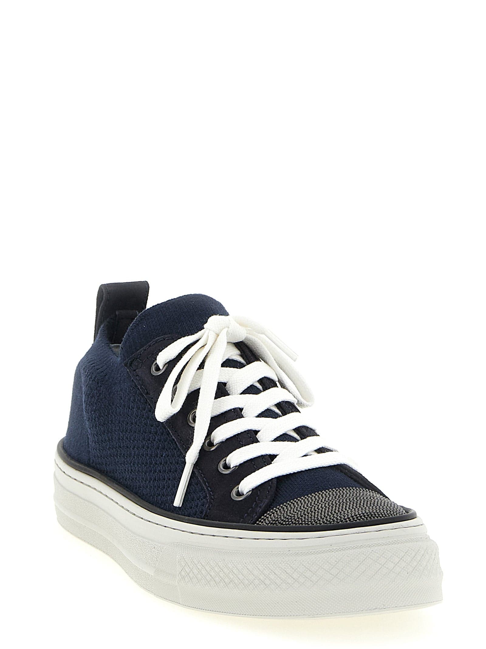 Brunello Cucinelli Blue Cotton Low Top Sneakers - 2