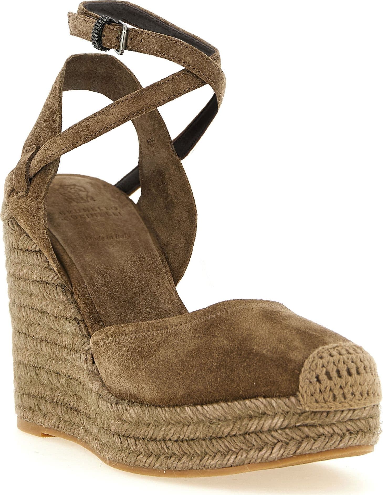 Brunello Cucinelli Brown Calfskin Wedge Sandals - 2