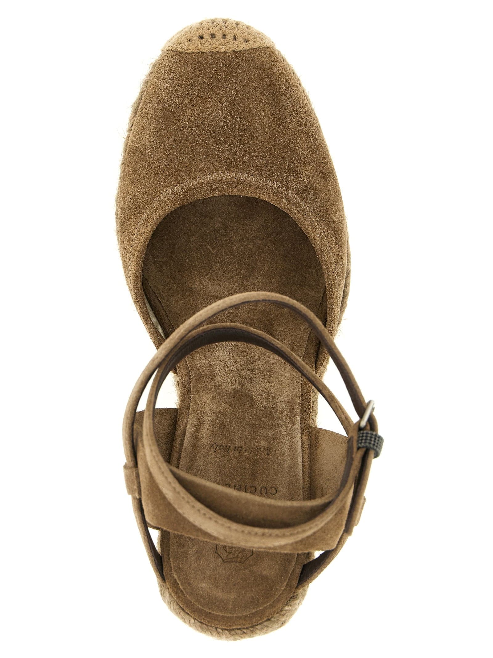 Brunello Cucinelli Brown Calfskin Wedge Sandals - 4