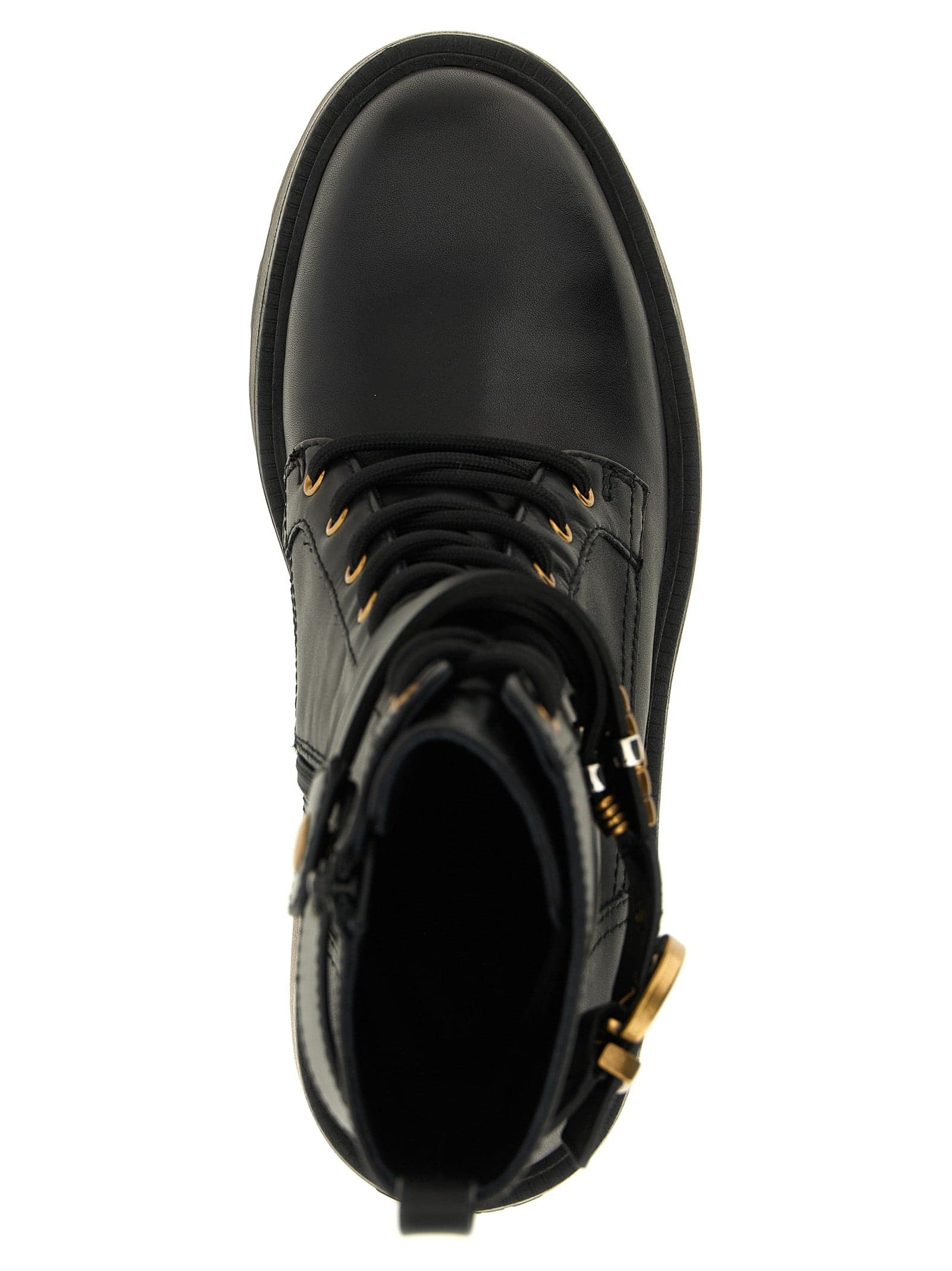PINKO Black Cowhide Lace-Up Boots - 4