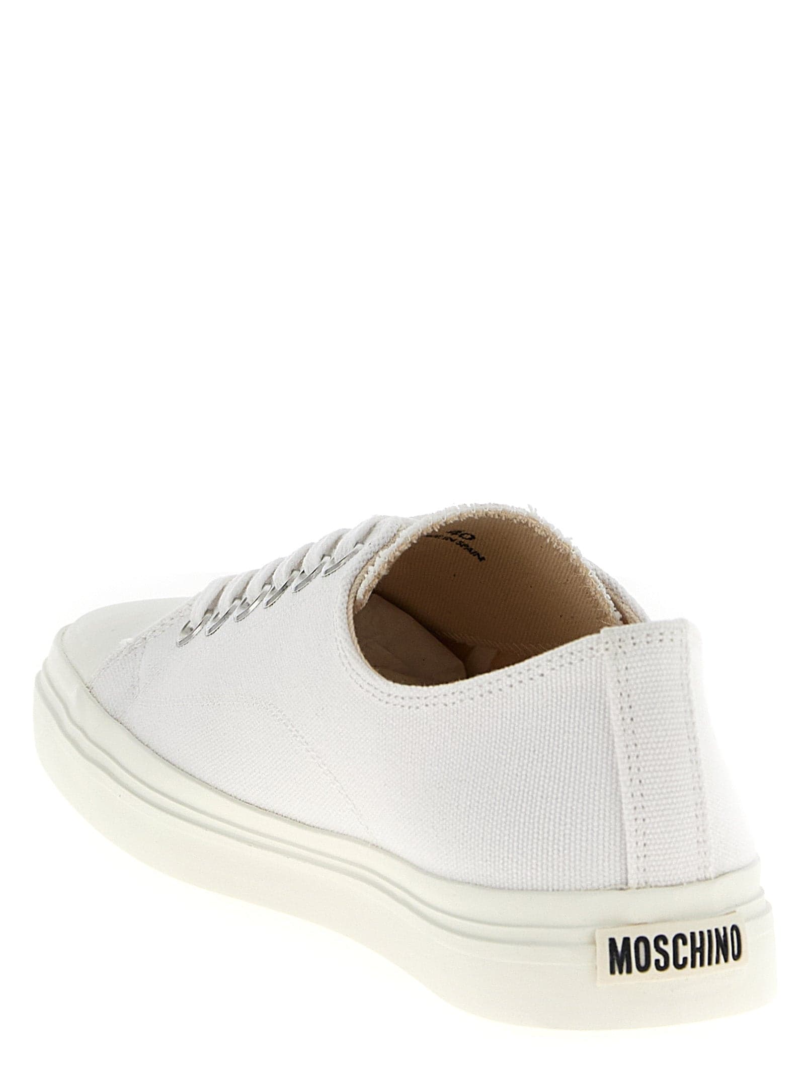 Moschino White Cotton Low Top Sneakers - 3