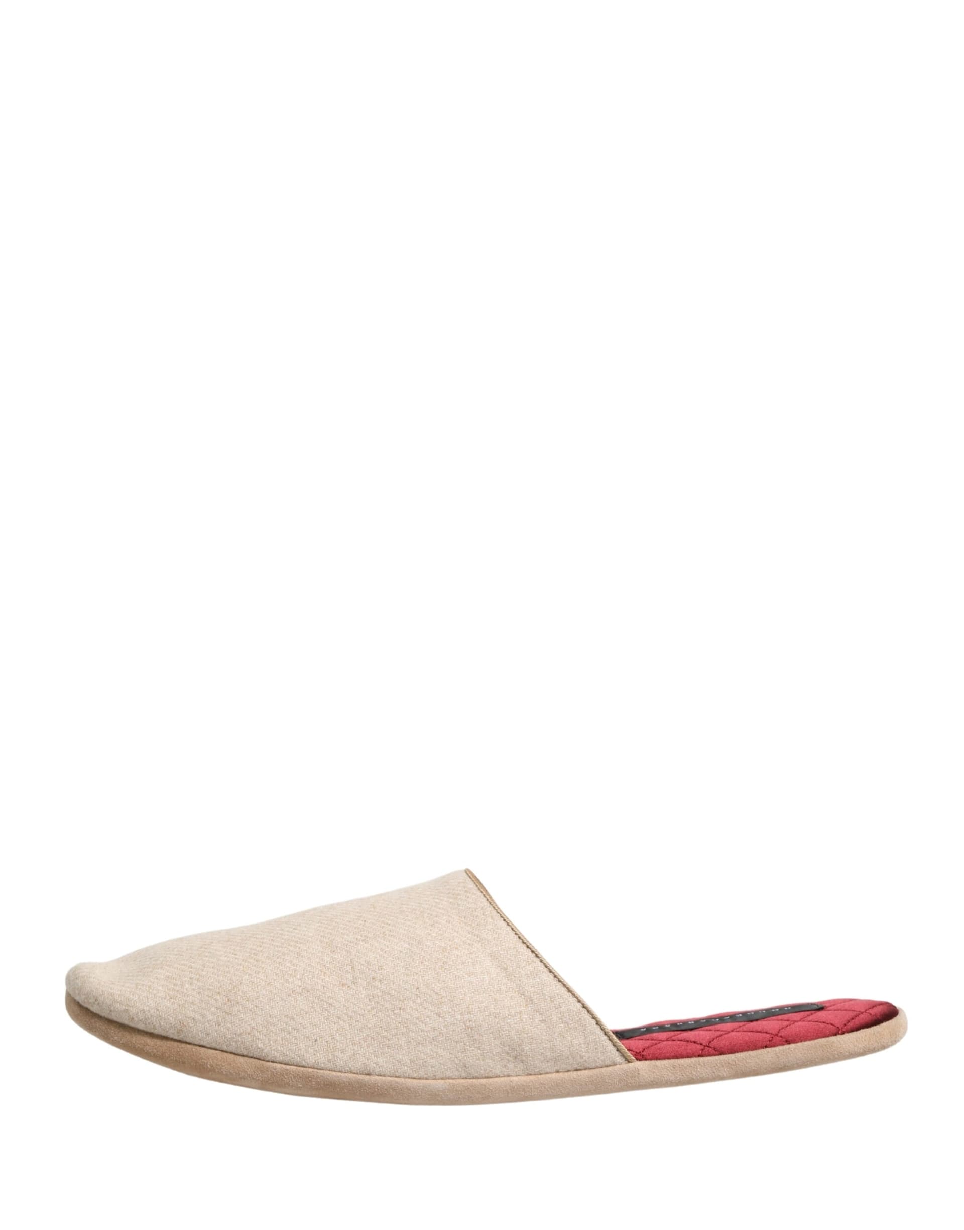 Dolce & Gabbana Beige Shetland Wool Red Quilted Slippers Shoes - 5