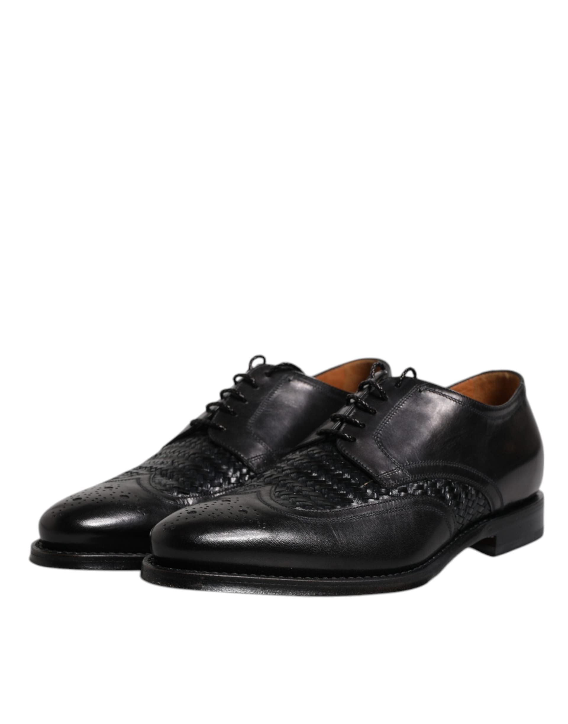Dolce & Gabbana Black Leather Derby Wingtip Lace Up Formal Dress Shoes - 3