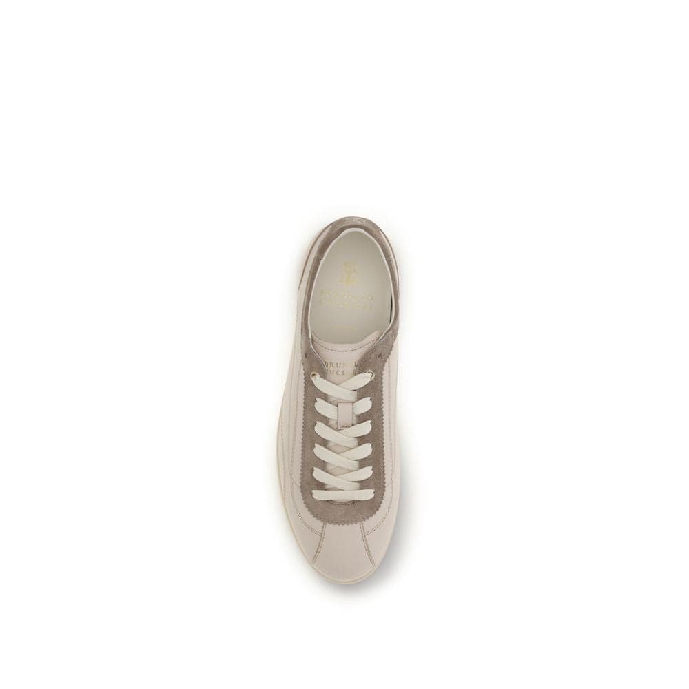 Brunello Cucinelli Beige Leather Low Top Sneakers - 4