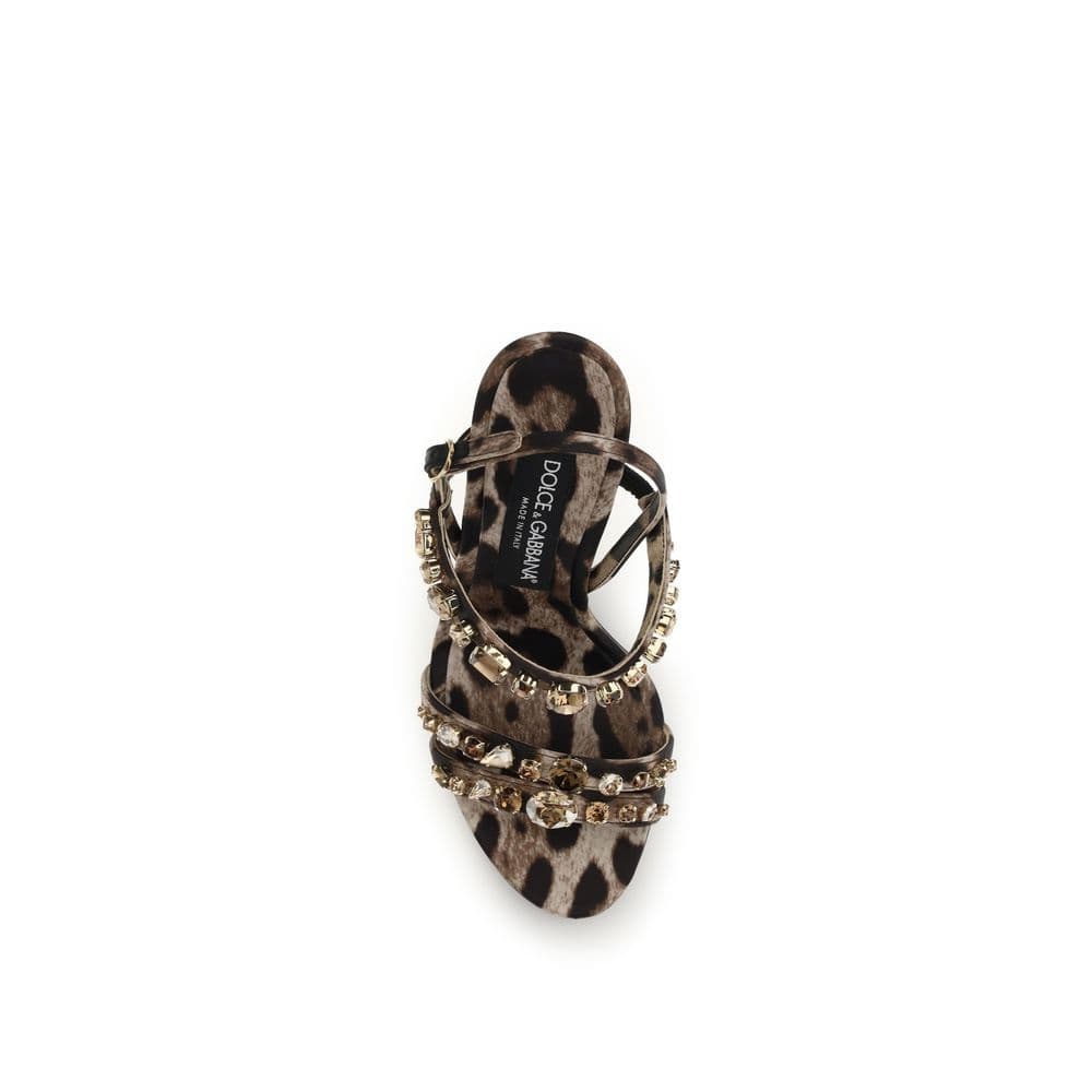 Dolce & Gabbana Brown Fabric Stiletto Heel Sandals - 4