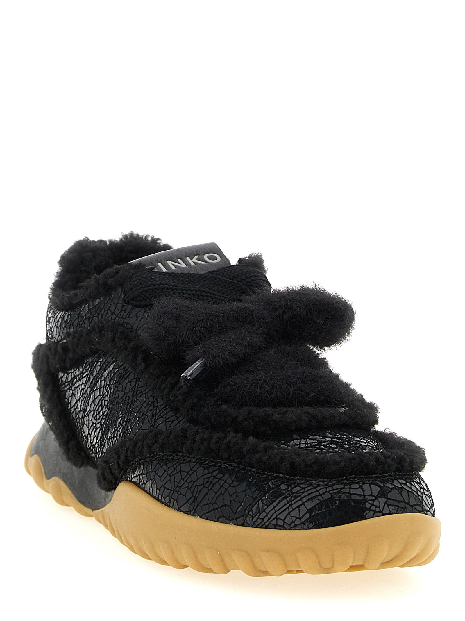 PINKO Black Cowhide Chunky Sneakers - 2