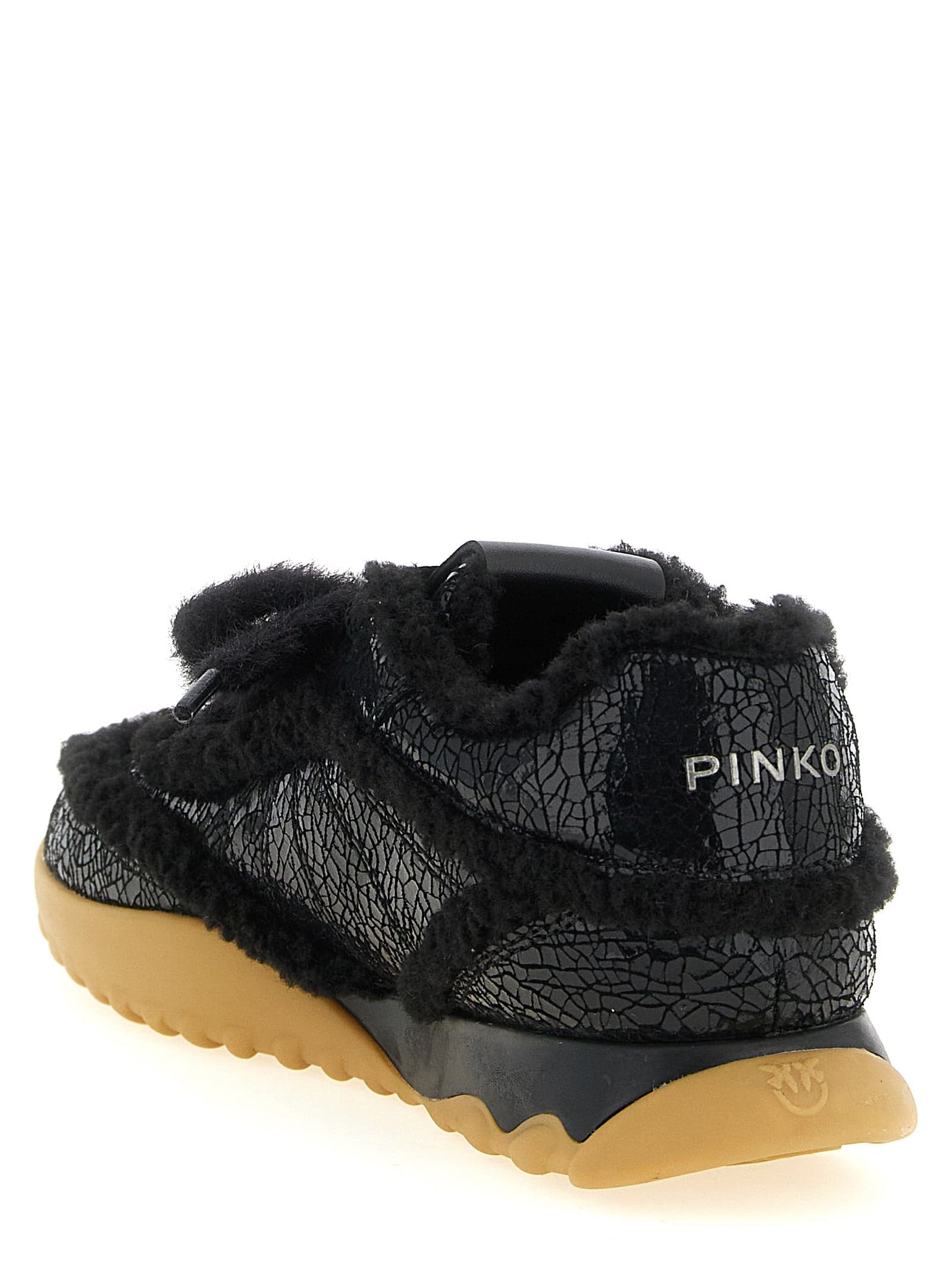 PINKO Black Cowhide Chunky Sneakers - 3