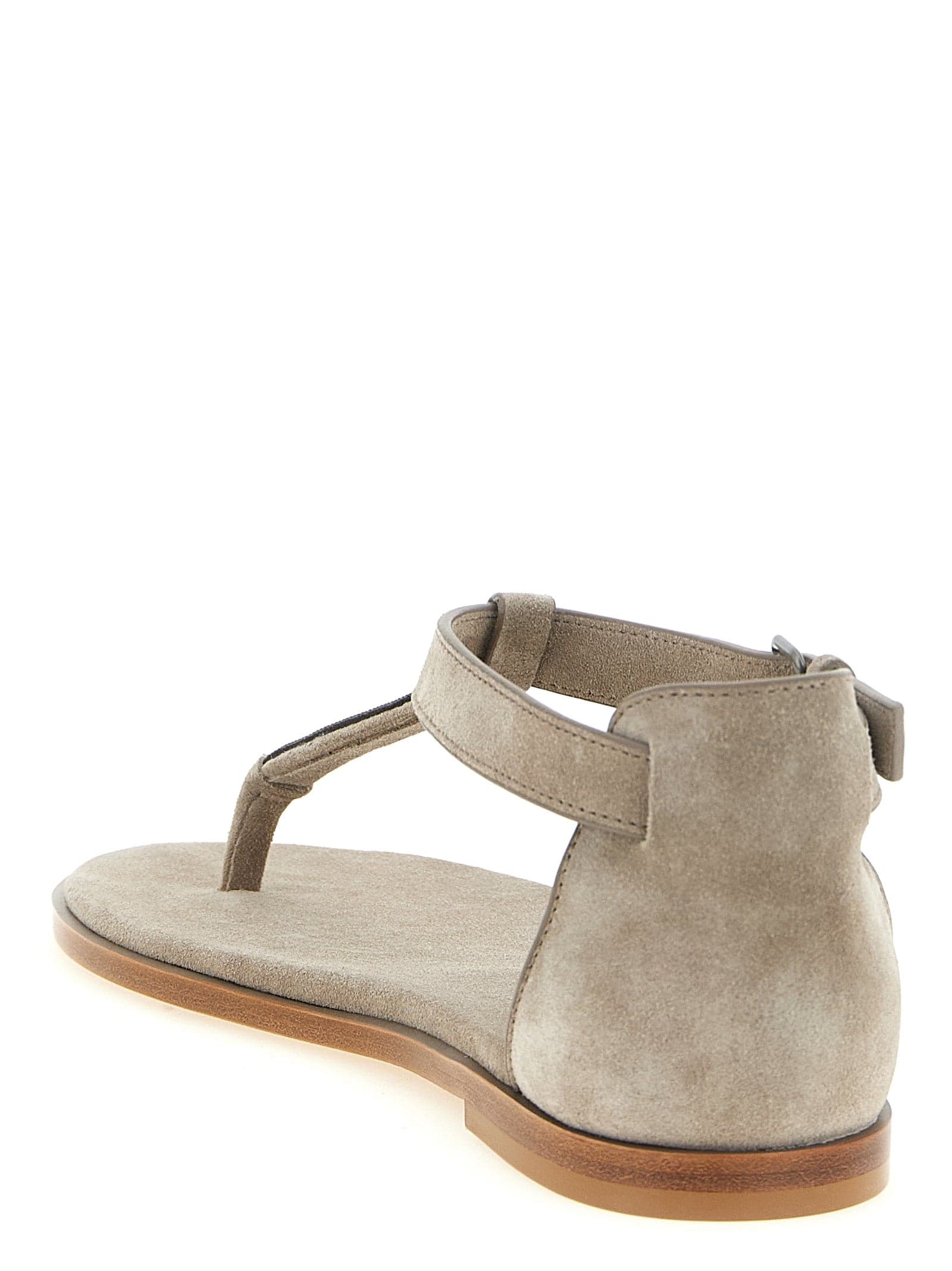 Brunello Cucinelli Beige Calfskin Flat Sandals - 3