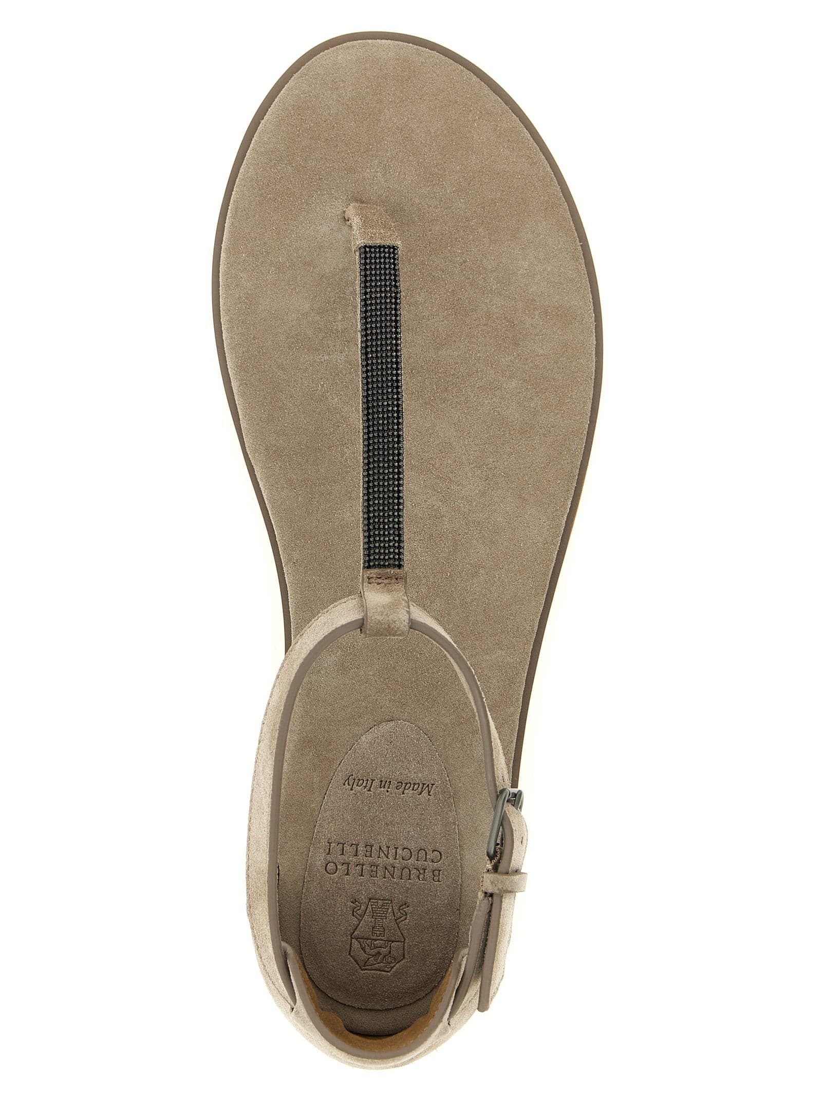 Brunello Cucinelli Beige Calfskin Flat Sandals - 4