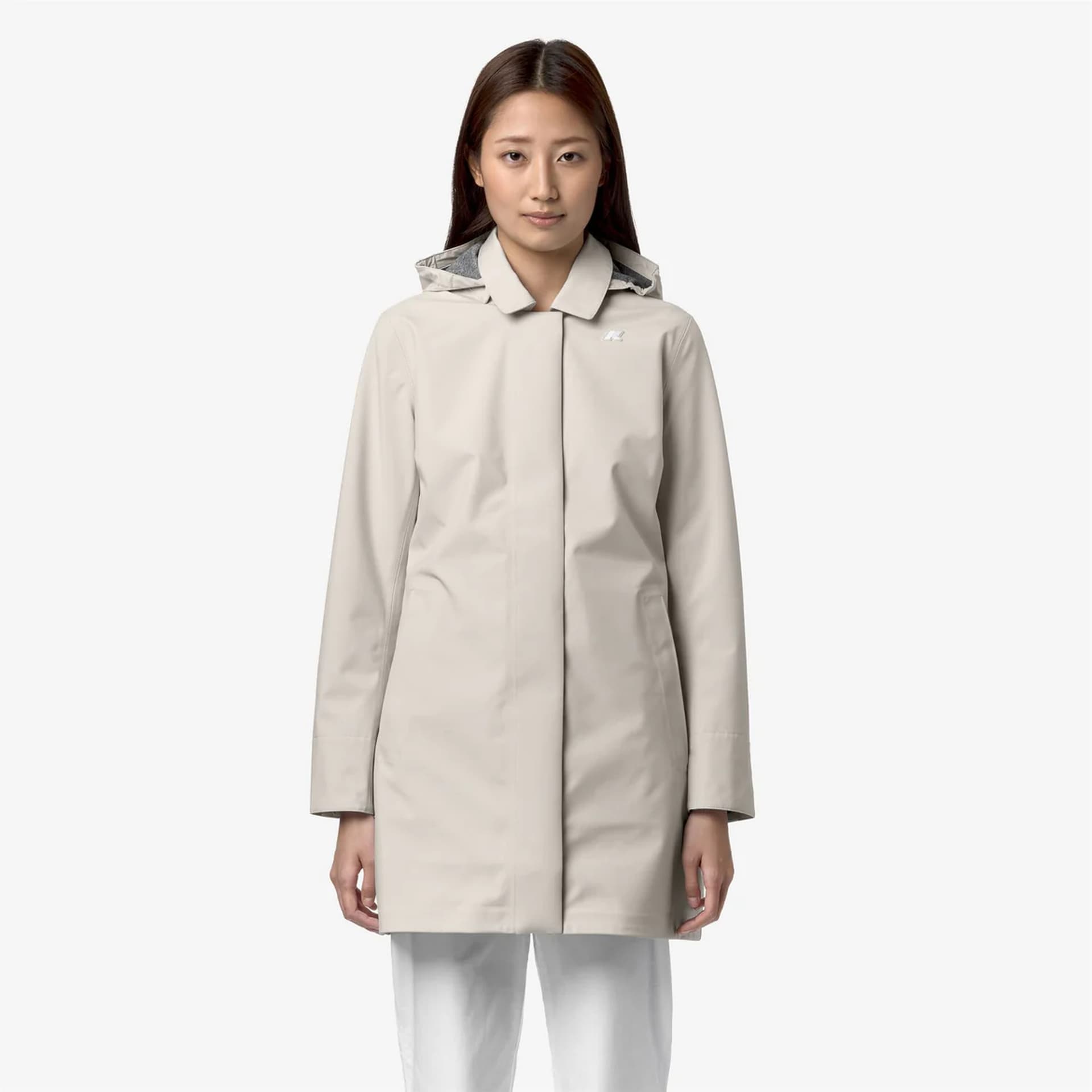 KWAY Giacca Trench Donna Impermeabile  Mathy bonded jersey beige con cappuccio rimovibile - 3