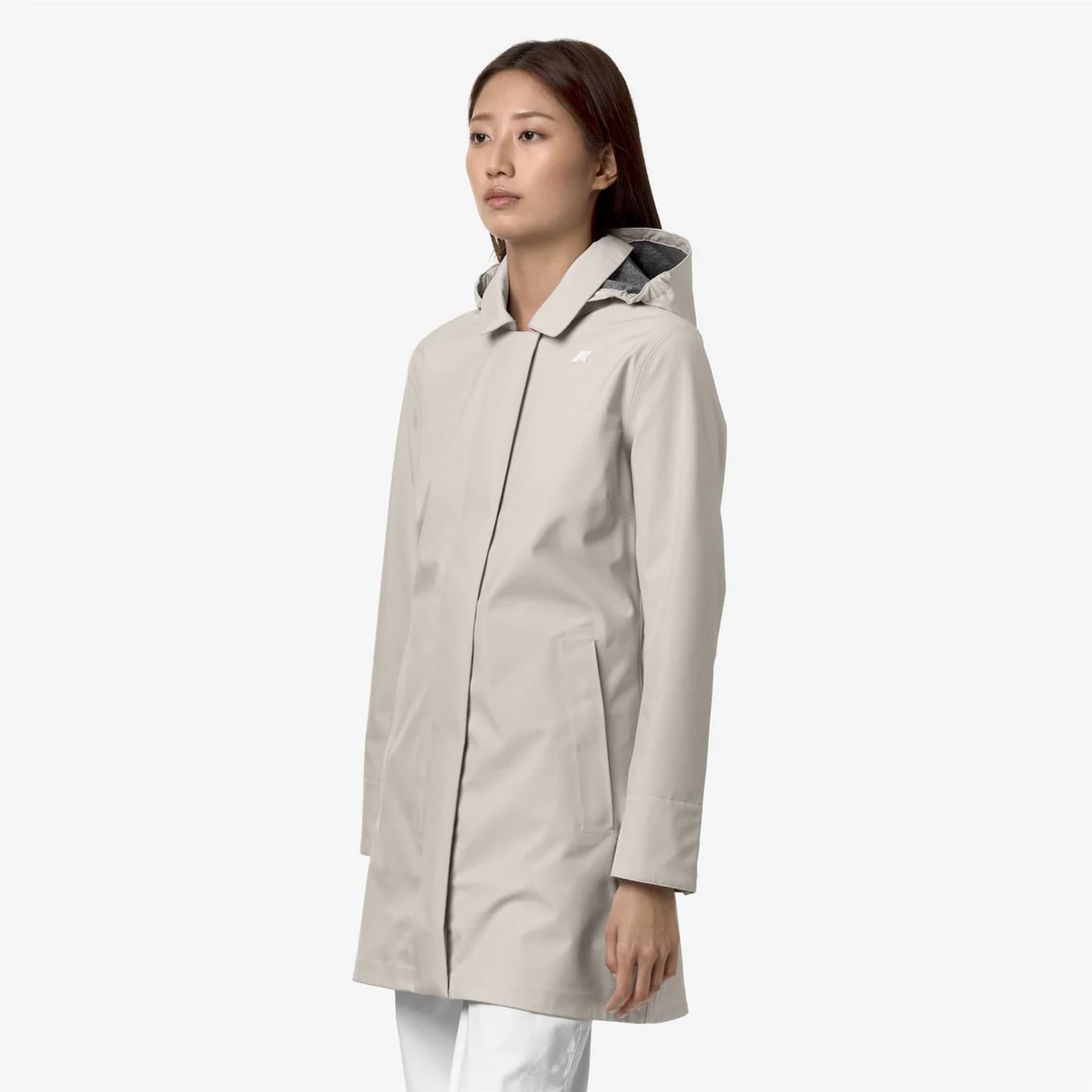 KWAY Giacca Trench Donna Impermeabile  Mathy bonded jersey beige con cappuccio rimovibile - 4