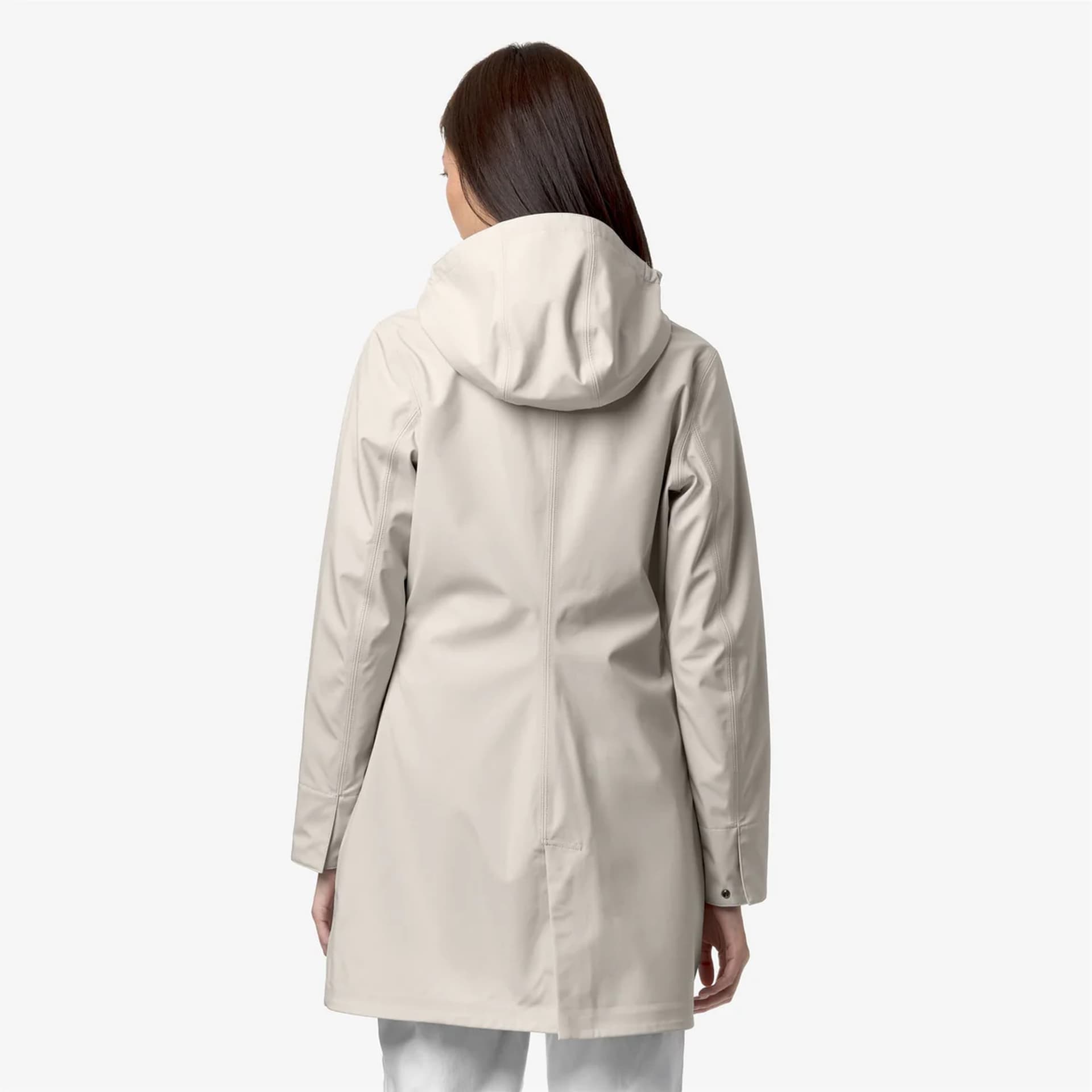 KWAY Giacca Trench Donna Impermeabile  Mathy bonded jersey beige con cappuccio rimovibile - 5