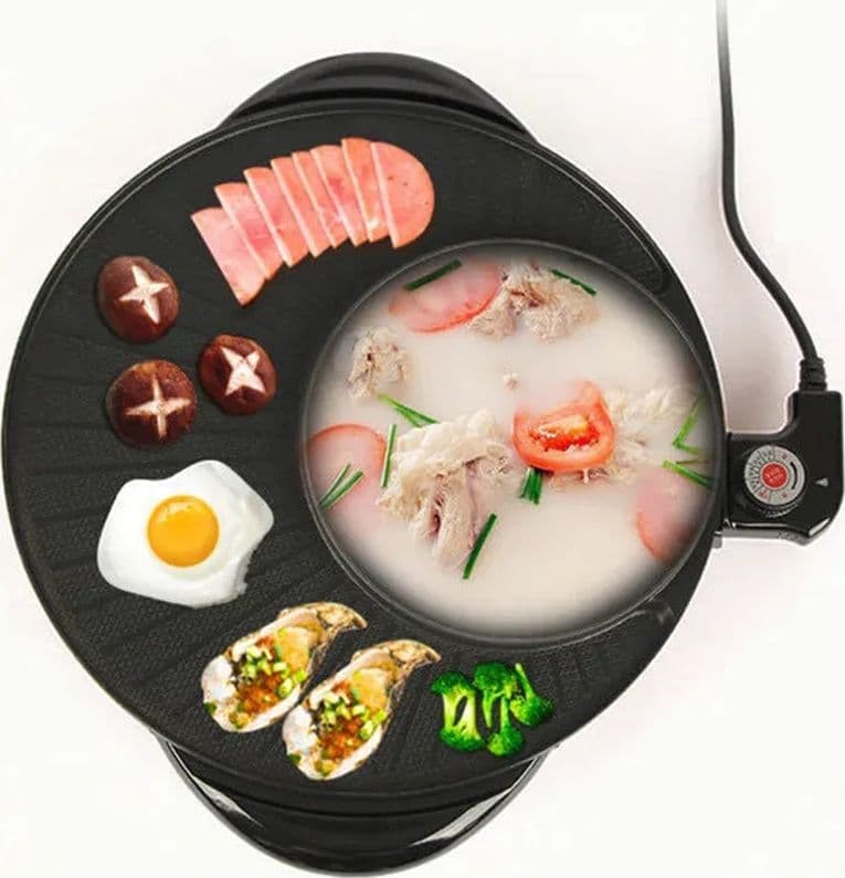 GRIGLIA ELETTRICA CON PENTOLA COPERCHIO MULTIFUNZIONE 2IN1 BARBECUE ZUPPE HOT POT OR-8192 - 12