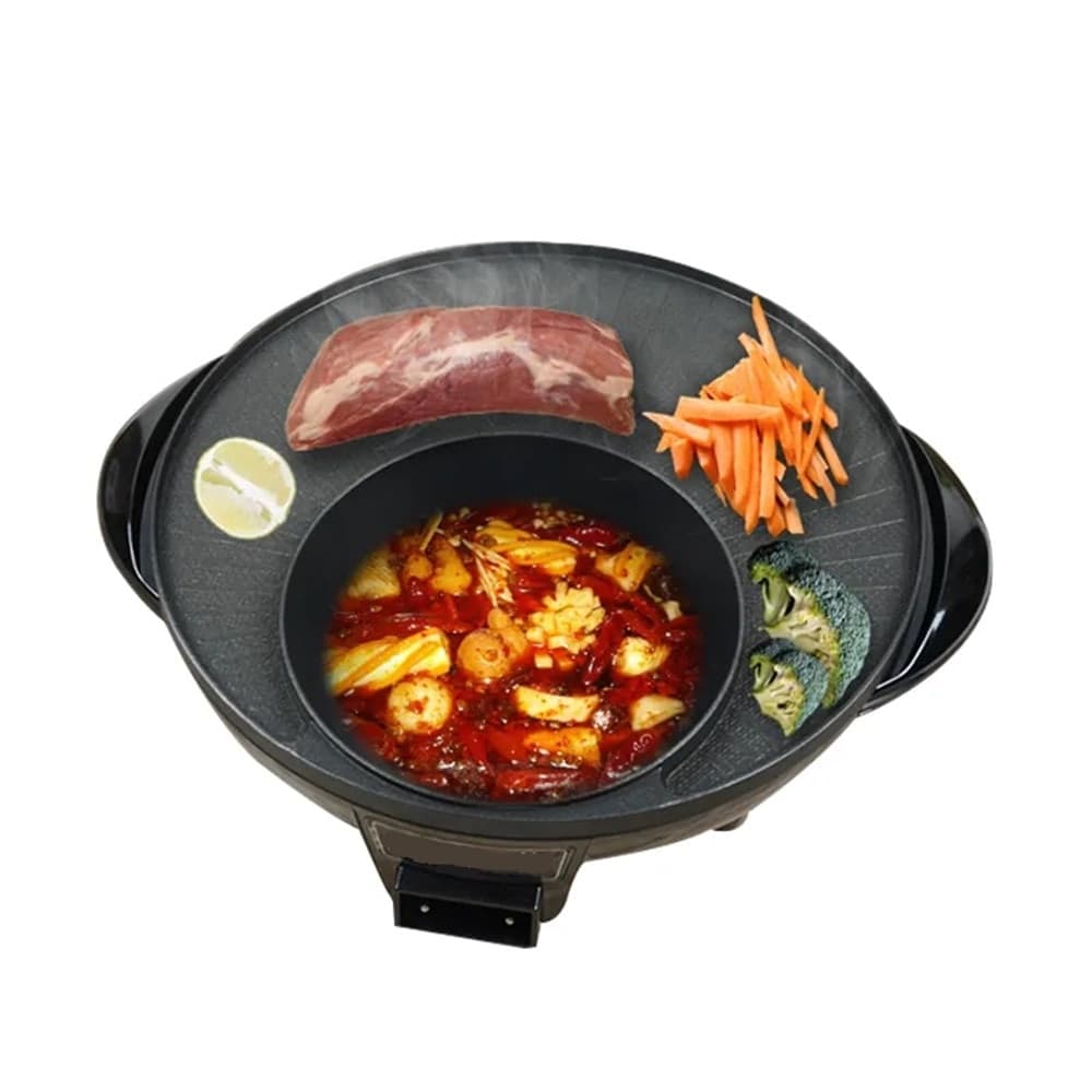 GRIGLIA ELETTRICA CON PENTOLA COPERCHIO MULTIFUNZIONE 2IN1 BARBECUE ZUPPE HOT POT OR-8192 - 6