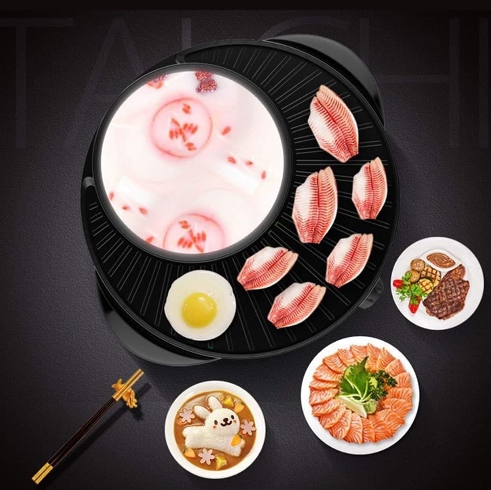 GRIGLIA ELETTRICA CON PENTOLA COPERCHIO MULTIFUNZIONE 2IN1 BARBECUE ZUPPE HOT POT OR-8192 - 10