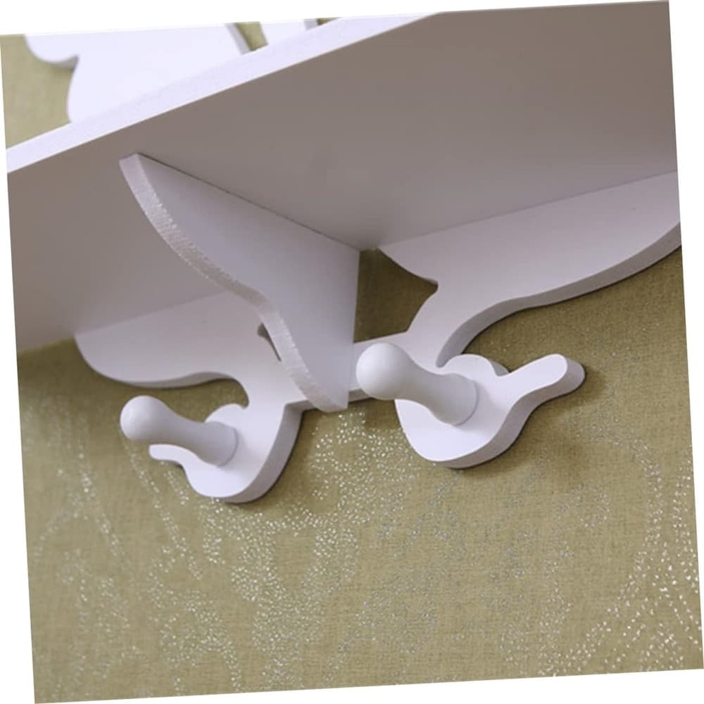 MENSOLA DA PARETE FORMA CIGNI BIANCA CON GANCI SCAFFALE PORTAOGGETTI DESIGN MULTIFUNZIONALE - 6