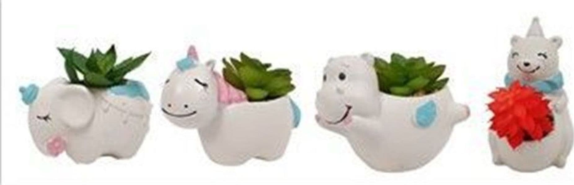 SET 12PZ VASO PORTAFIORI DECORATIVO FORMA ANIMALETTO CON PIANTA GRASSA 4 MODELLI 660942 - 3