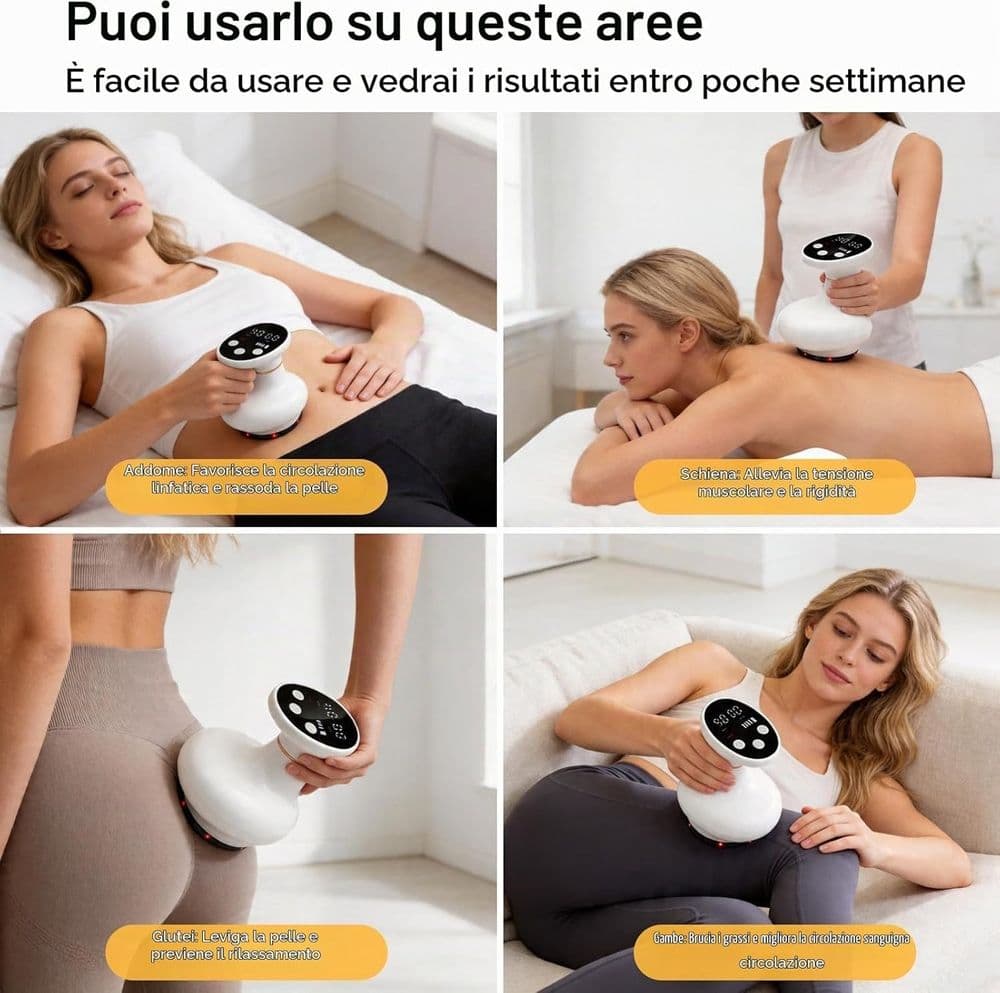 MASSAGGIATORE 4IN1 ANTICELLULITE ELETTRICO SENZA FILI MASSAGGIO PROFONDO CON CALORE CORPO - 11
