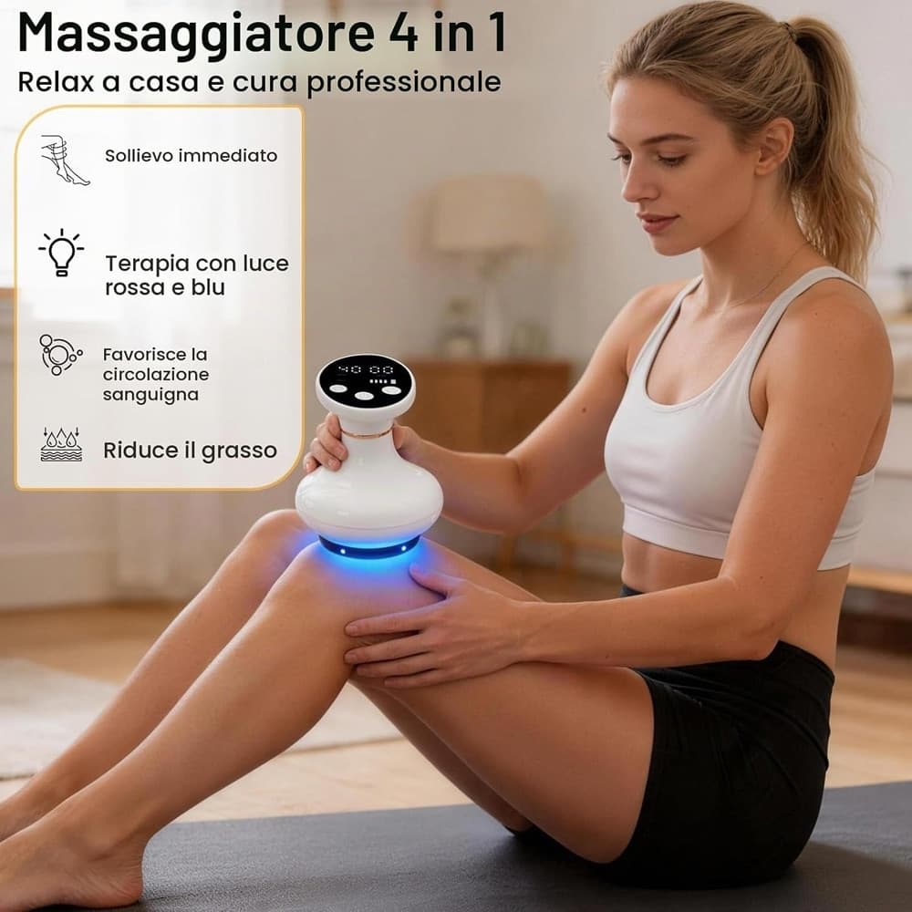 MASSAGGIATORE 4IN1 ANTICELLULITE ELETTRICO SENZA FILI MASSAGGIO PROFONDO CON CALORE CORPO - 13