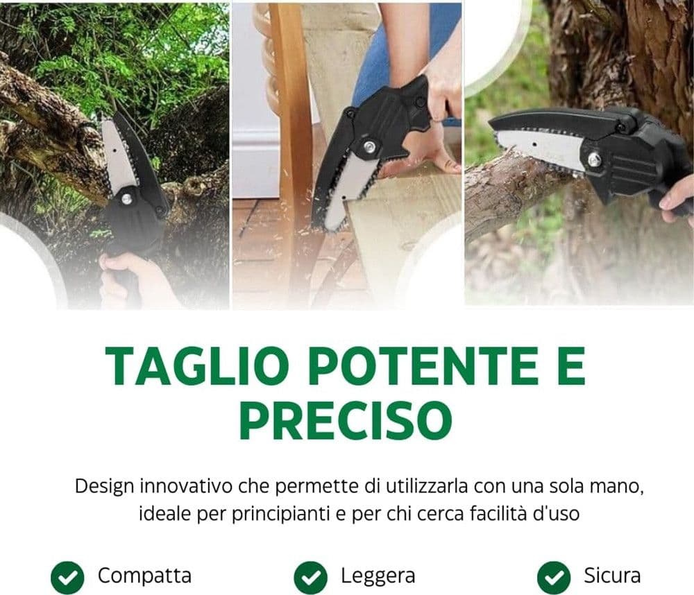 MINI MOTOSEGA 4" CON DOPPIA BATTERIA 48V VALIGETTA PER POTATURA LAVORI LEGNO FAI DA TE - 5