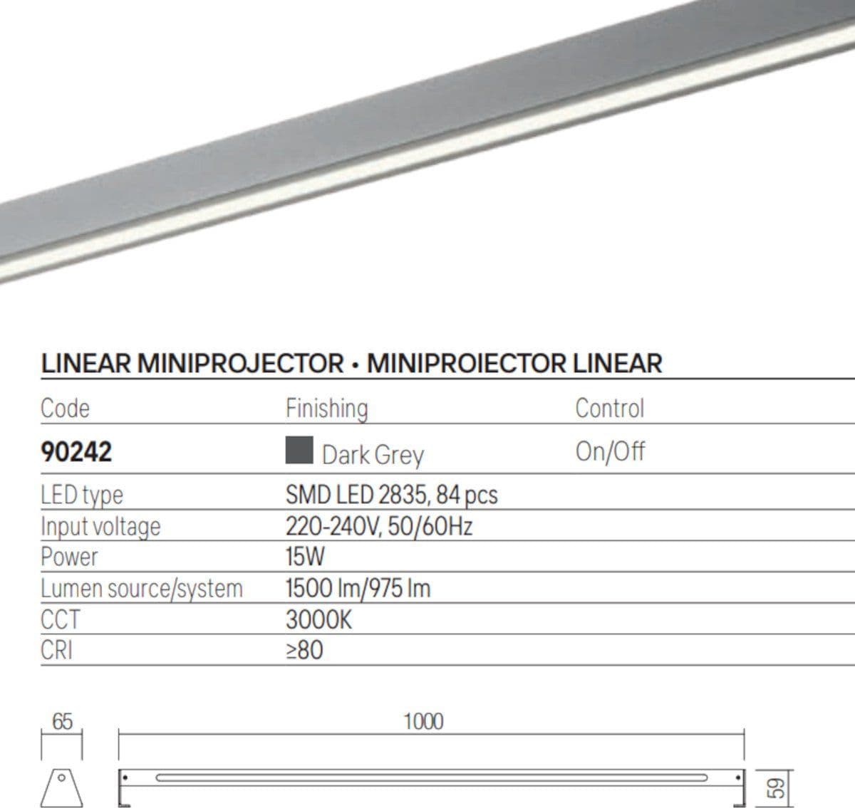 Proiettore lineare Redo Group TACK 90242 LED IP65 orientabile alluminio policarbonato - 5