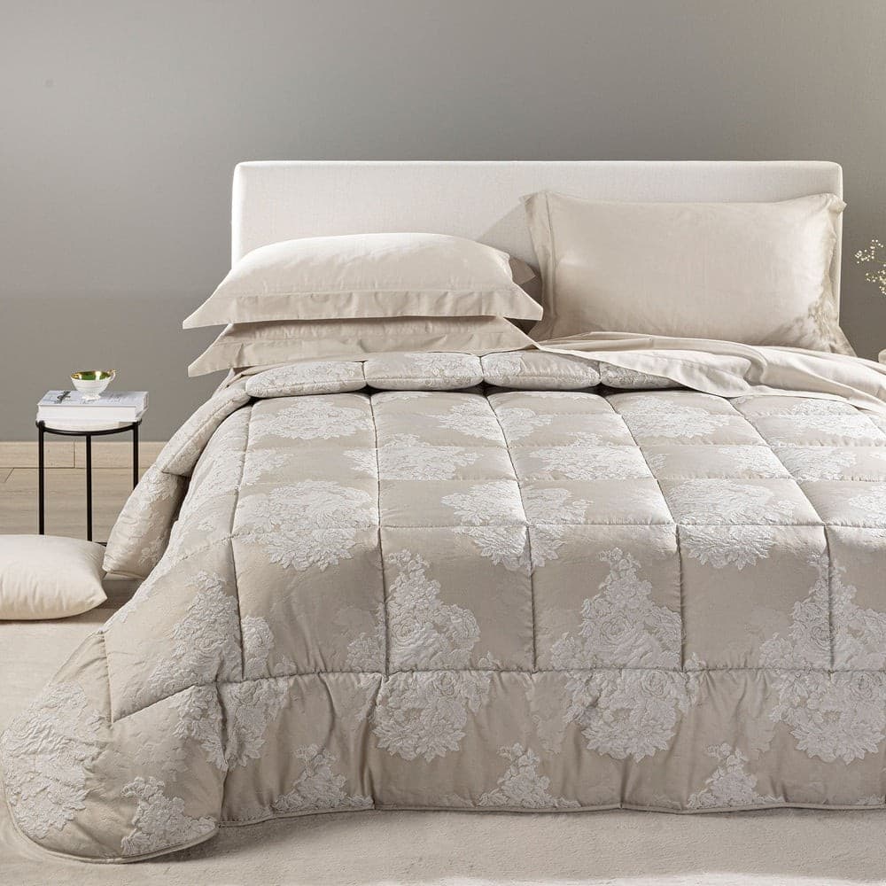 Trapunta Damascata Gloria ! Caleffi  Floreale Matrimoniale in Raso Jacquard 265X265 - 6