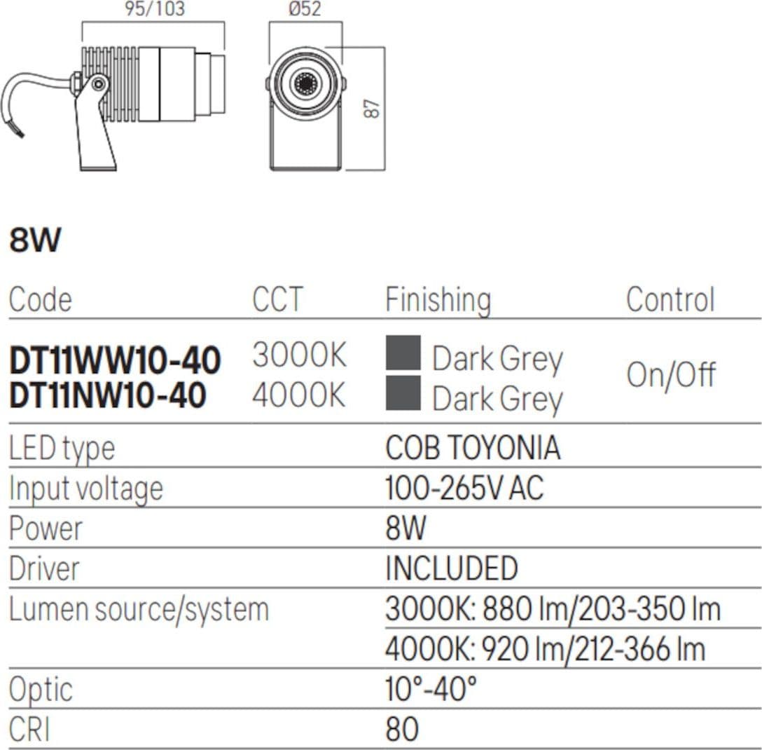 Proiettore orientabile Redo Group XDOT DT11WW10-40 DT11NW10-40 LED IP67 alluminio vetro - 5