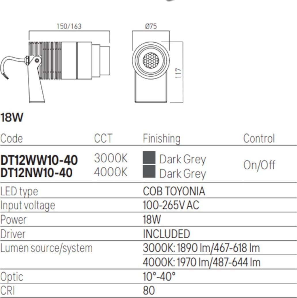 Proiettore orientabile Redo Group XDOT DT12WW10-40 DT12NW10-40 LED IP67 alluminio vetro - 5