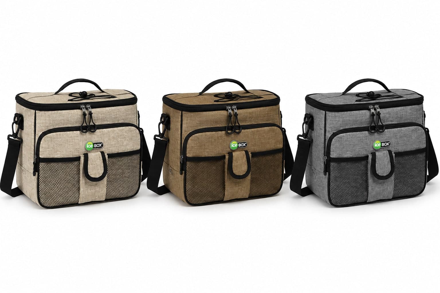 Borsa Frigo Termica ICE BOX con Tracolla Regolabile – Borsa Termica Isolante per Pranzo, Picnic, Mare, Campeggio e Viaggi – Beige, Cammello o Grigio