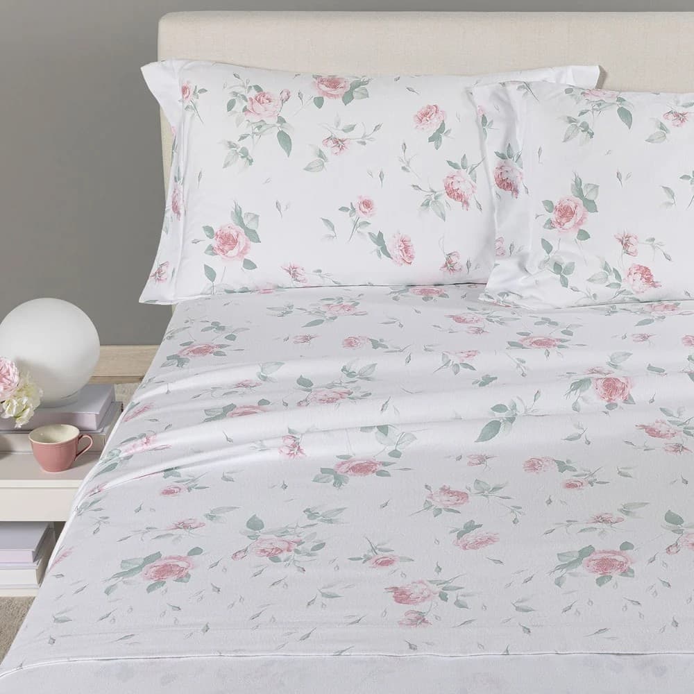 Completo Lenzuola Matrimoniale Rosa in Flanella di Puro Cotone – Caldo e Vellutato - 5