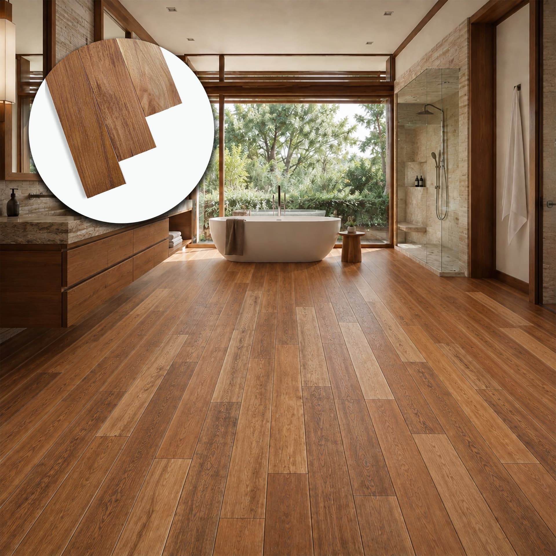 Parquet Prefinito in Teak Garbelotto Spazzolato Verniciato Opaco Bisellato 4 Lati 8,5x85x800 mm – Lotto 17 mq - 2