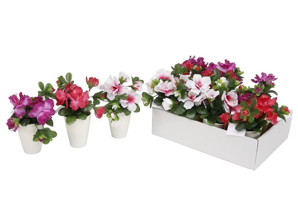 SET 12 PZ MINI PIANTA FIORI ARTIFICIALE CON VASO IN PP TONDO Ø6.5X21CM DECORATIVE 207220 - 2
