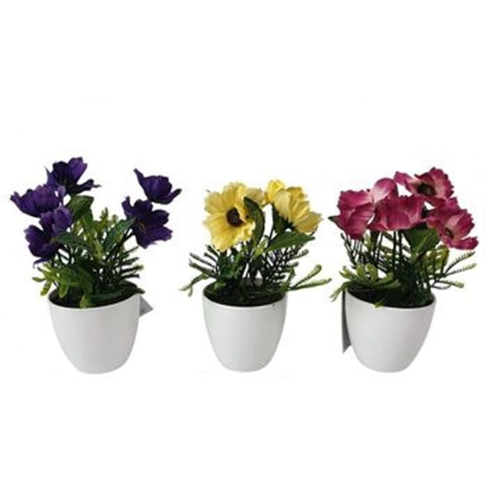 SET 12PZ MINI PIANTA FIORI ARTIFICIALE CON VASO IN PP BIANCO Ø8X19 CM DECORAZIONE 241244