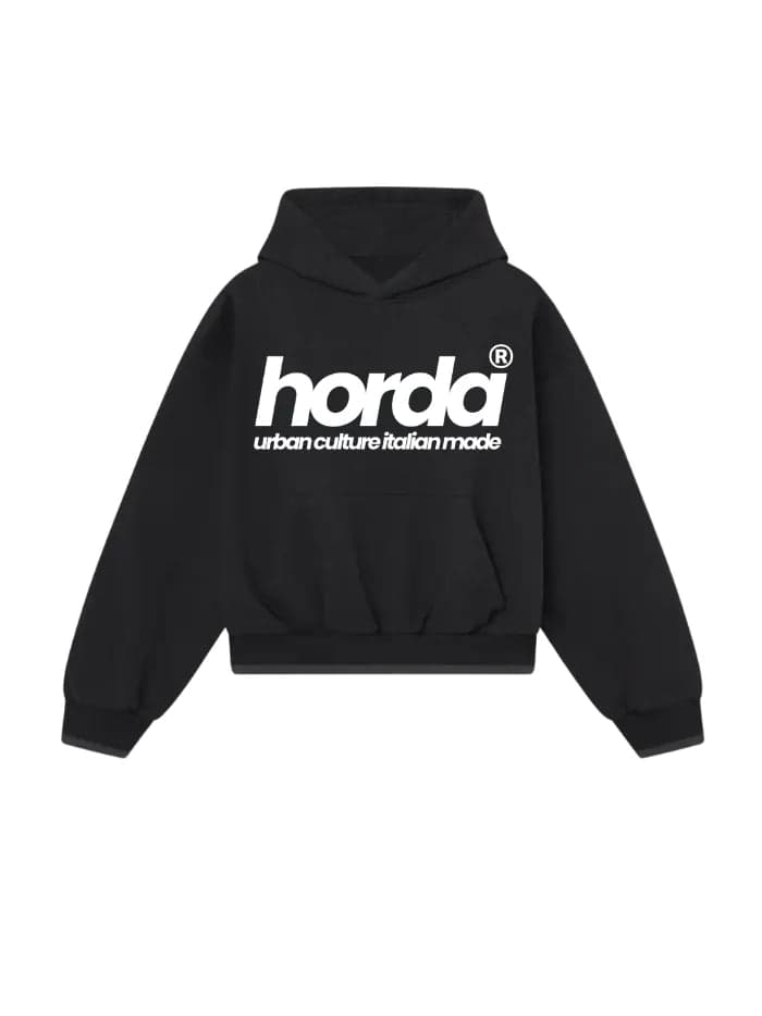 Felpa Urban Nera 330g Boxy Fit | Made in Italy – Horda Brand