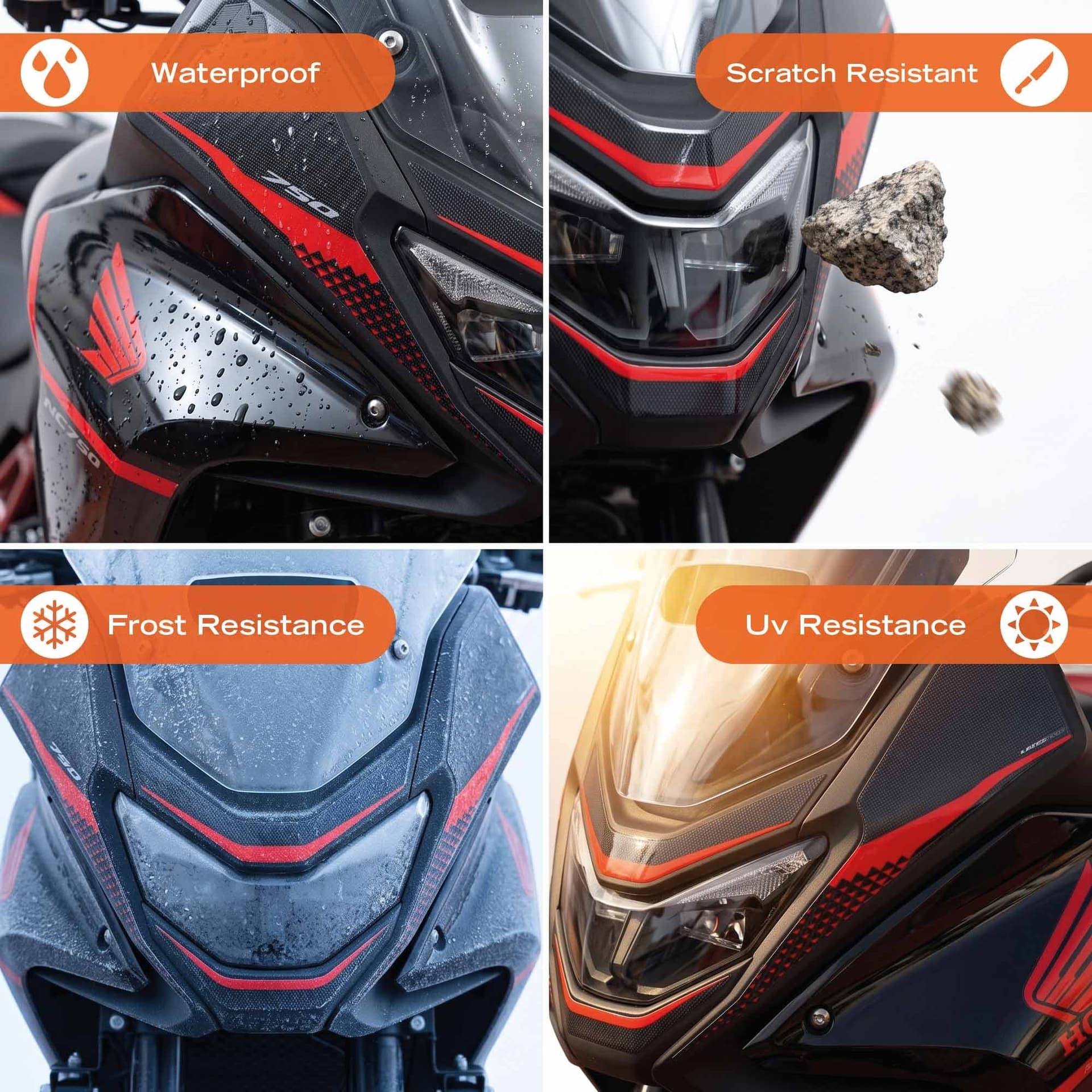 Adesivo 3D Muso Frontale moto compatibile con Honda Transalp 2025-2026 - 23