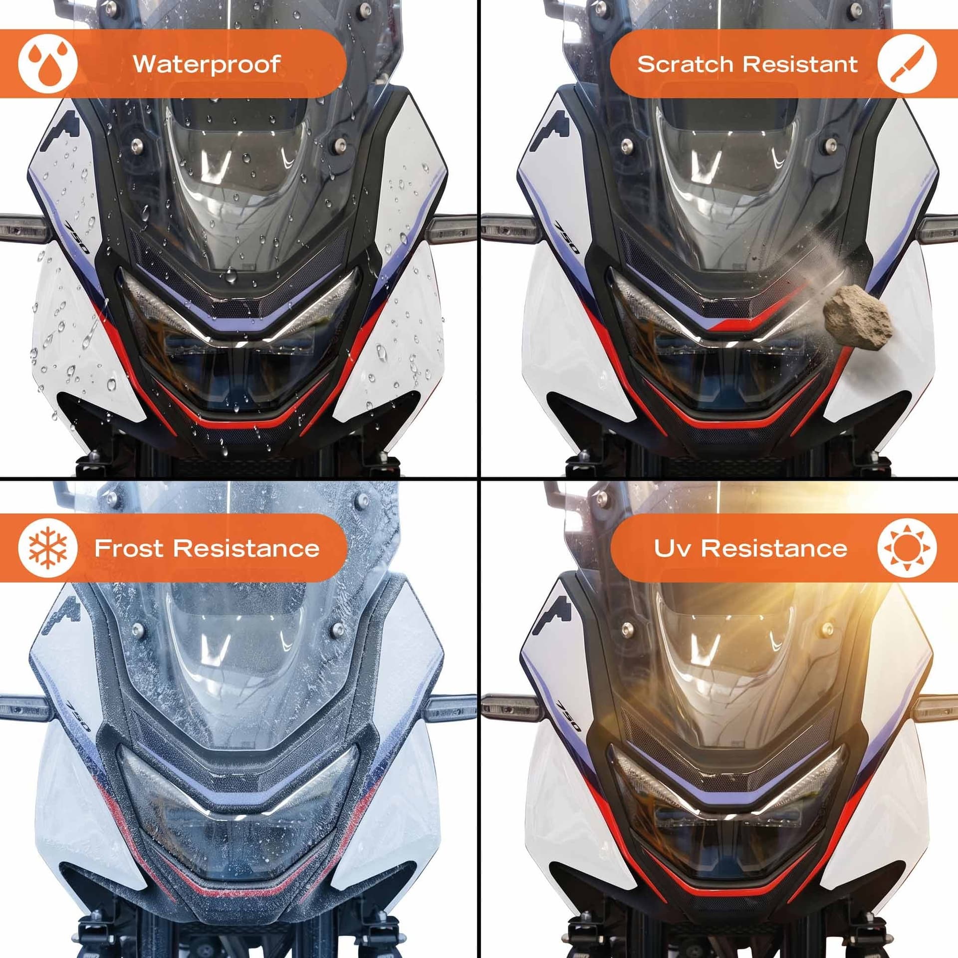 Adesivo 3D Muso Frontale moto compatibile con Honda Transalp 2025-2026 - 4