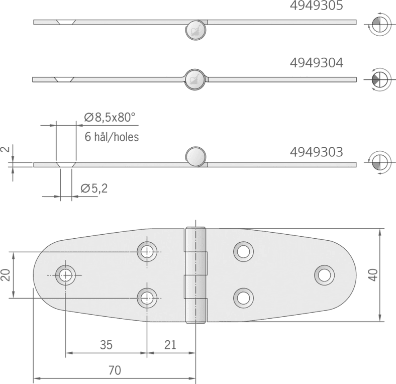 CERNIERA INOX MM.140X40 1/2 INCASSO - 4