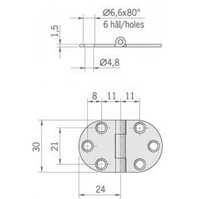 CERNIERA INOX MM.47X30 ROVESCIATA - 2