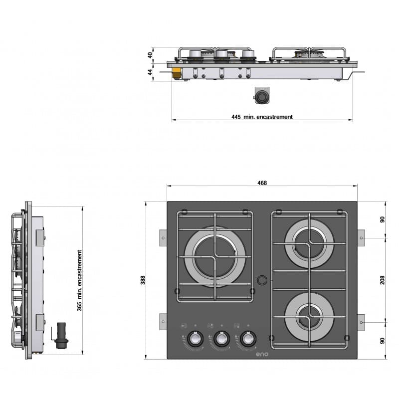 KIT FLANGIA MASTERGLASS 3 FUOCHI - 2