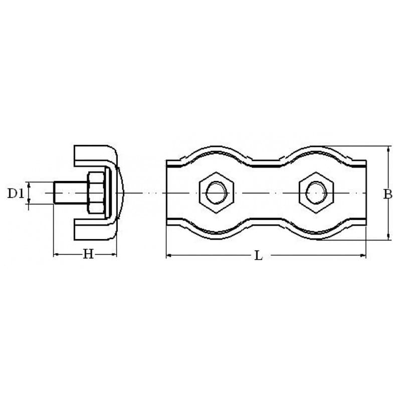 MORSETTO DOPPIO INOX 316 Ø MM.8 - 2