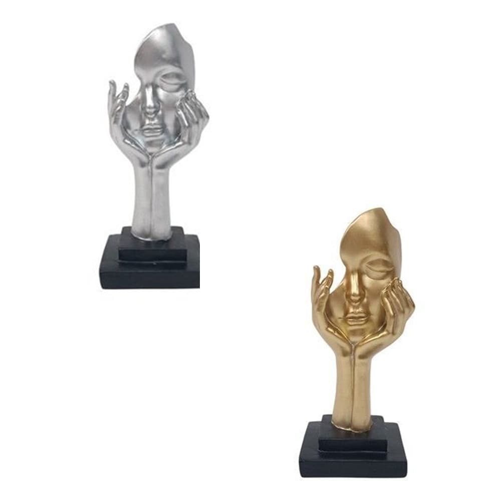 SCULTURA VISO CON MANI STATUA DECORATIVA ASTRATTA DONNA PER SOGGIORNO UFFICIO INGRESSO