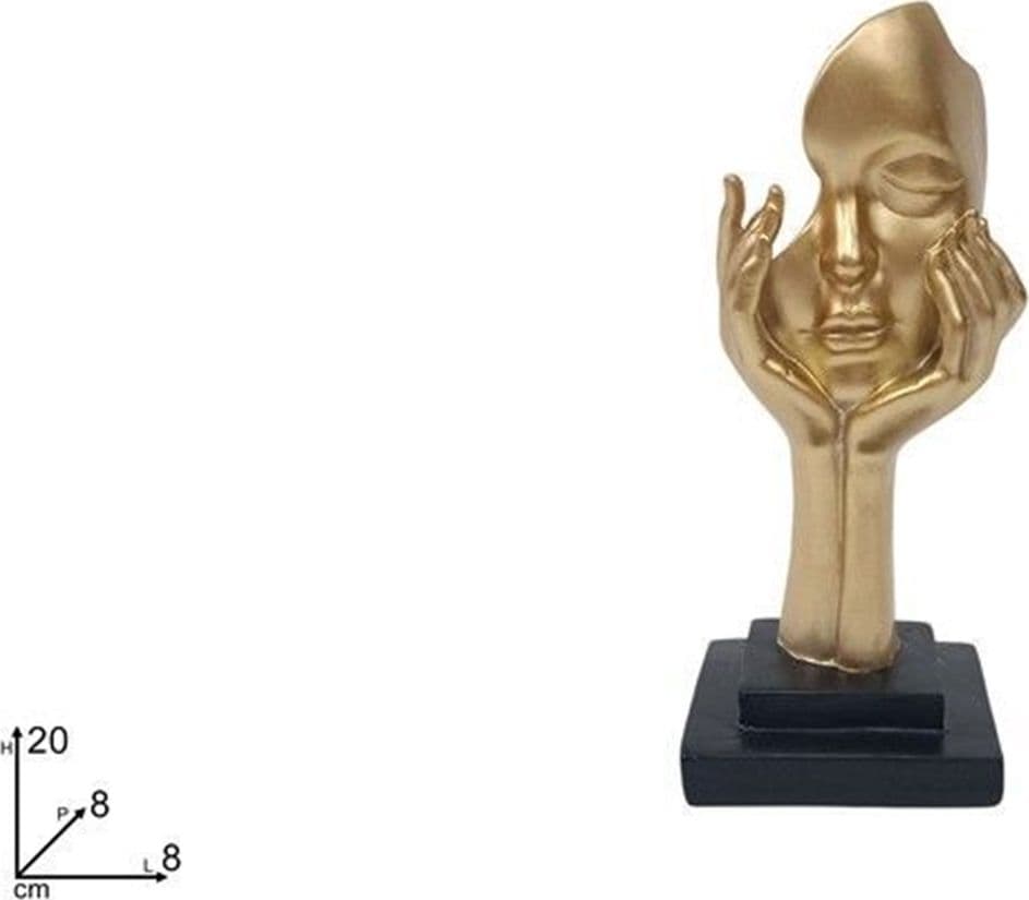 SCULTURA VISO CON MANI STATUA DECORATIVA ASTRATTA DONNA PER SOGGIORNO UFFICIO INGRESSO - 3