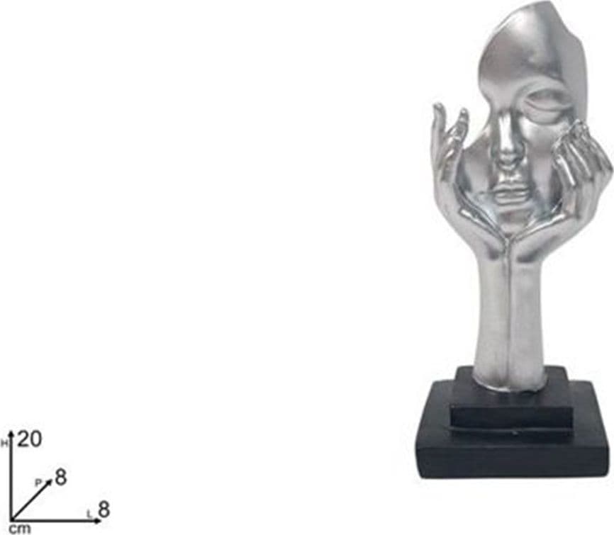 SCULTURA VISO CON MANI STATUA DECORATIVA ASTRATTA DONNA PER SOGGIORNO UFFICIO INGRESSO - 5