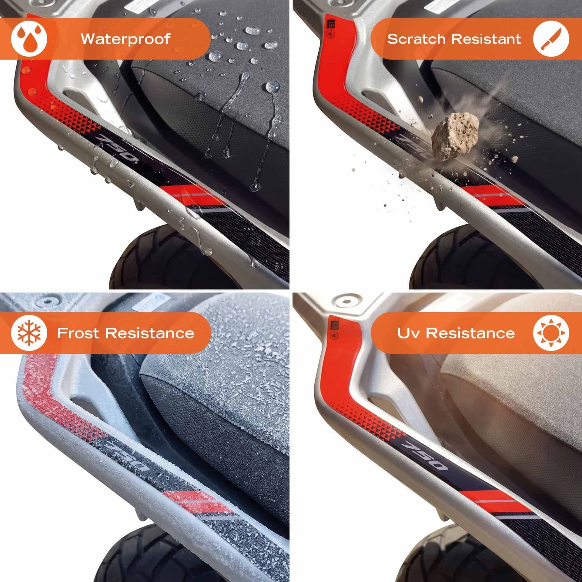 Adesivi 3D Protezioni Maniglie moto compatibile con Honda Transalp 2026 - 8