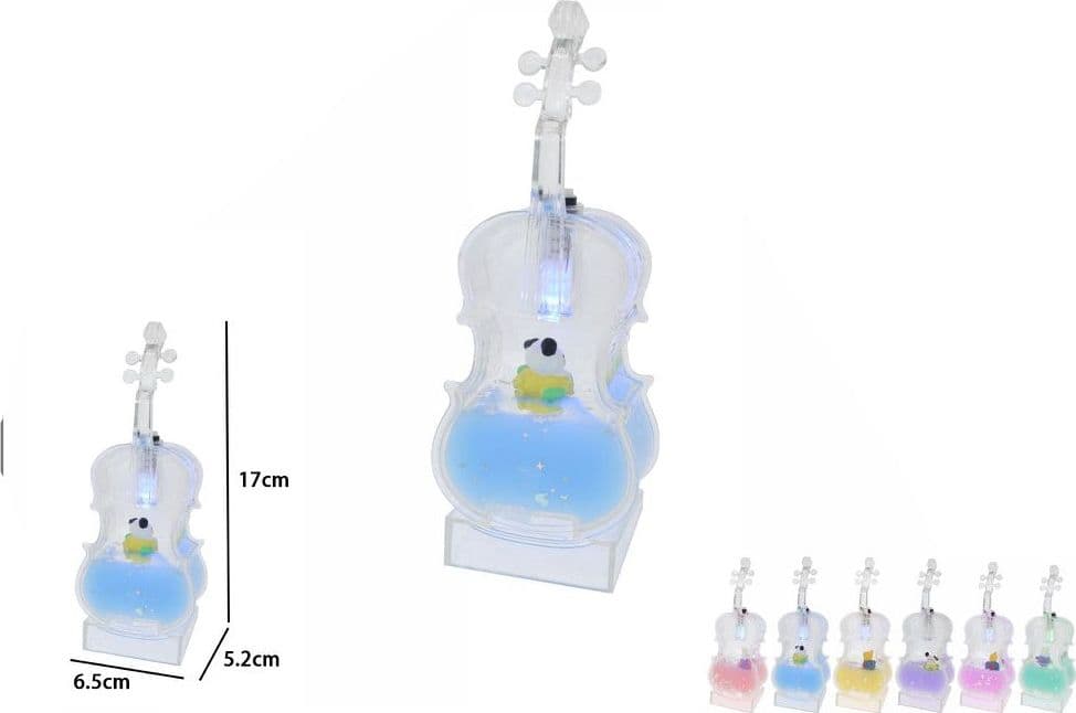 STATUETTA DECORATIVA TRASPARENTE FORMA VIOLONCELLO CON ANIMALETTI ORNAMENTI REGALO 73792 - 2
