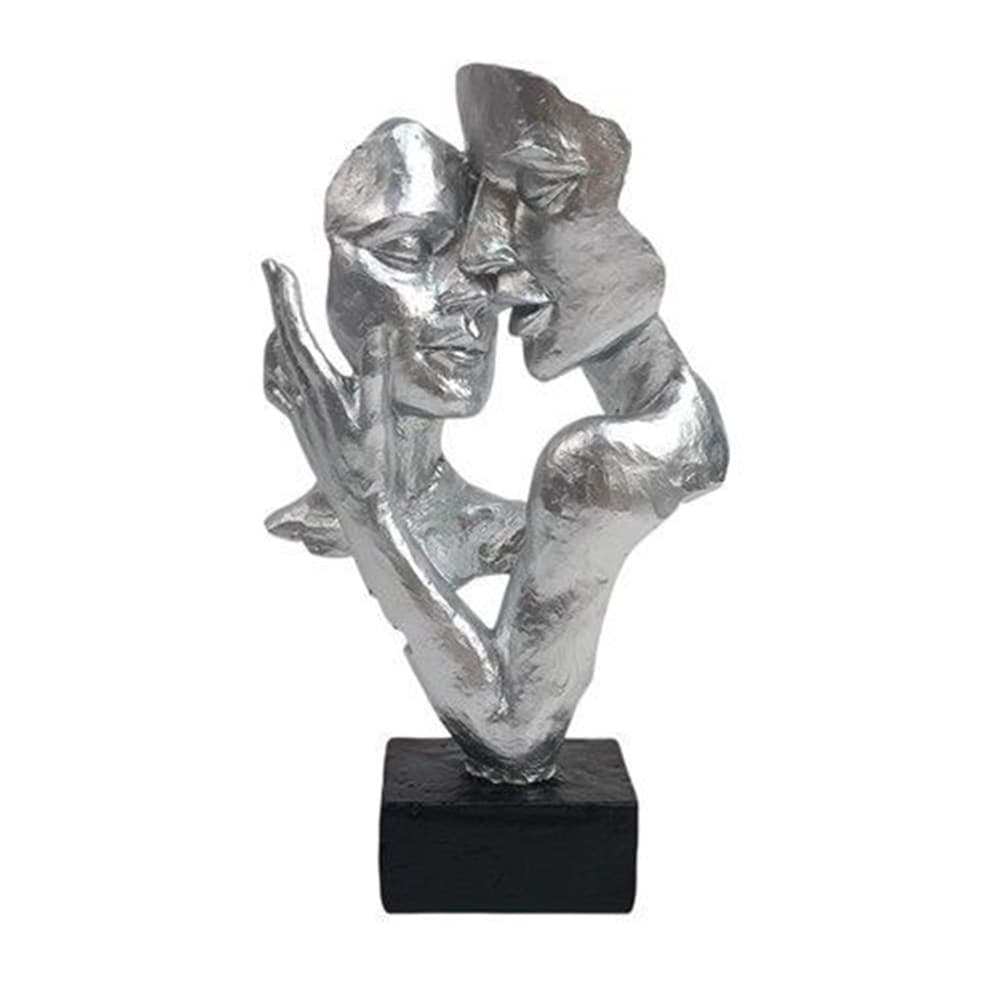 SCULTURA COPPIA ABBRACCIO 30CM STATUA DECORATIVA ASTRATTA PER SOGGIORNO UFFICIO INGRESSO - 4