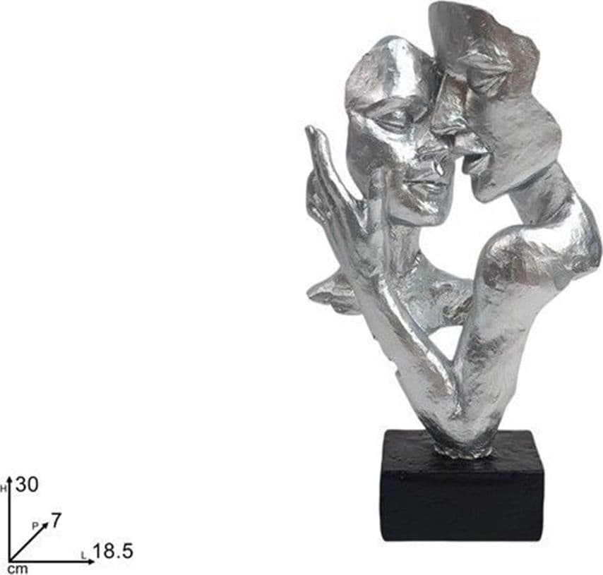SCULTURA COPPIA ABBRACCIO 30CM STATUA DECORATIVA ASTRATTA PER SOGGIORNO UFFICIO INGRESSO - 5