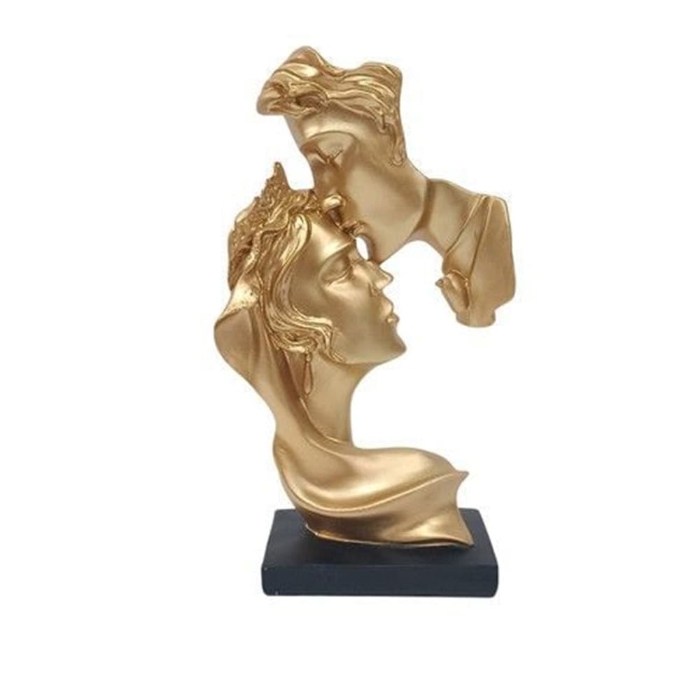 SCULTURA COPPIA BACIO H24,5CM STATUA DECORATIVA ASTRATTA PER SOGGIORNO UFFICIO INGRESSO - 2